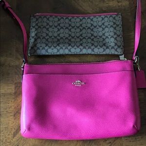 Pink coach crossbody with matching zipper pouch